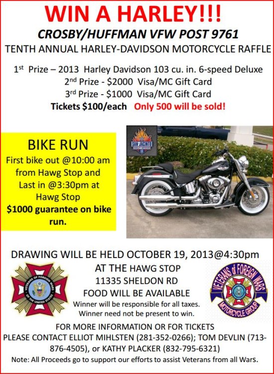 Crosby-Huffman VFW Post 9761 2013 Harley Flyer