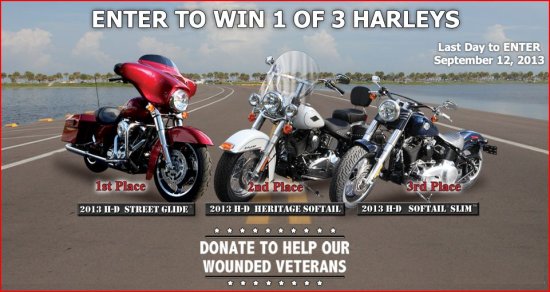 Harleys For Heroes 2013 -Win 1 of 3 Harleys - flyer 